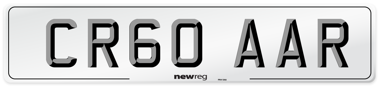 CR60 AAR Number Plate from New Reg